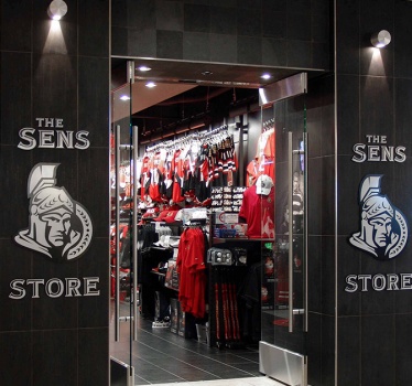 Sens Store, Rideau Centre, Ottawa, branding signage