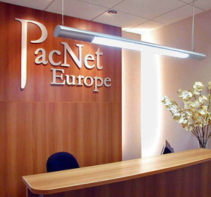 Pacnet Europe, Shannon, Ireland, reception and boardroom signage