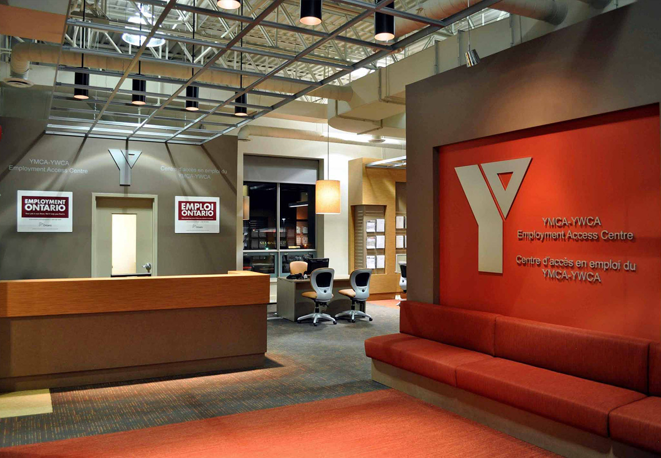 YMCA-YWCA Employment Access Centre, Ottawa, entrance and reception signage